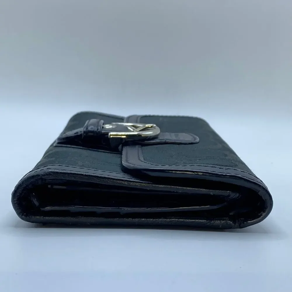 Y2K‎ Coach Soho Buckle Front Black Signature Canvas Wallet Trifold Authentic